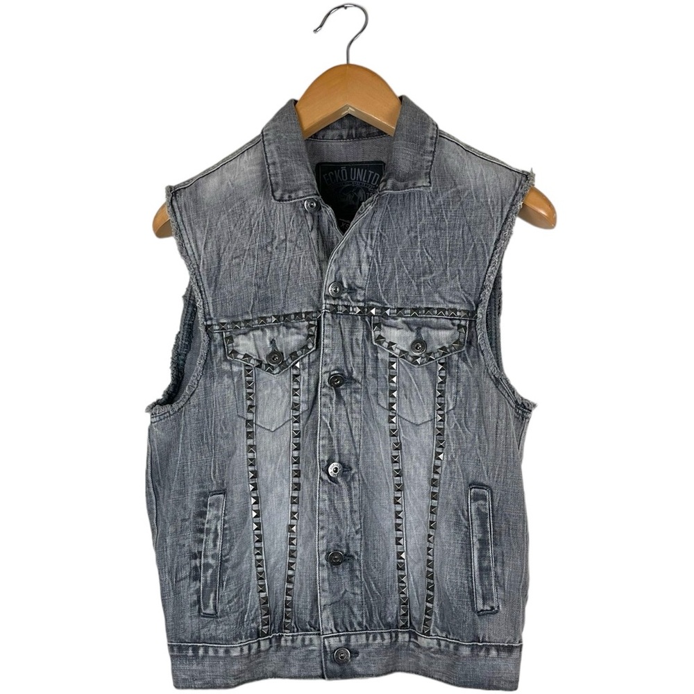 Ecko Unltd Sleeveless Cut Off Studded Pocket Vest Men’s Size XS Y2K Edgy Grunge